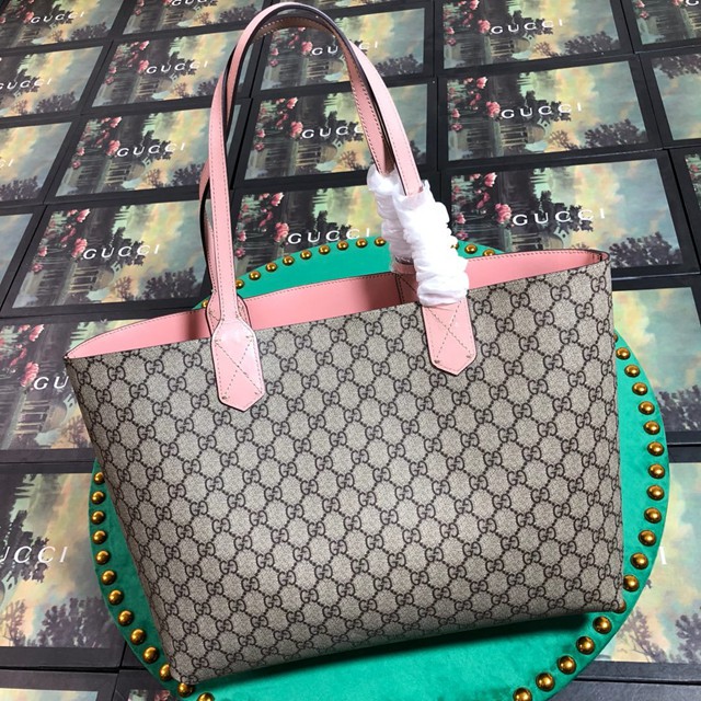 Gucci經典款女包 368568 古馳雙面中號購物袋 gucci肩背手腕包  gqy2105